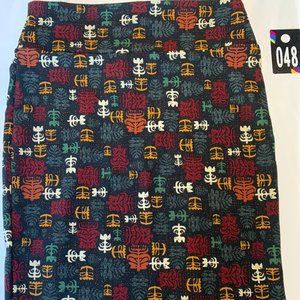 LulaRoe Skirt Black Print Sz. M - 048